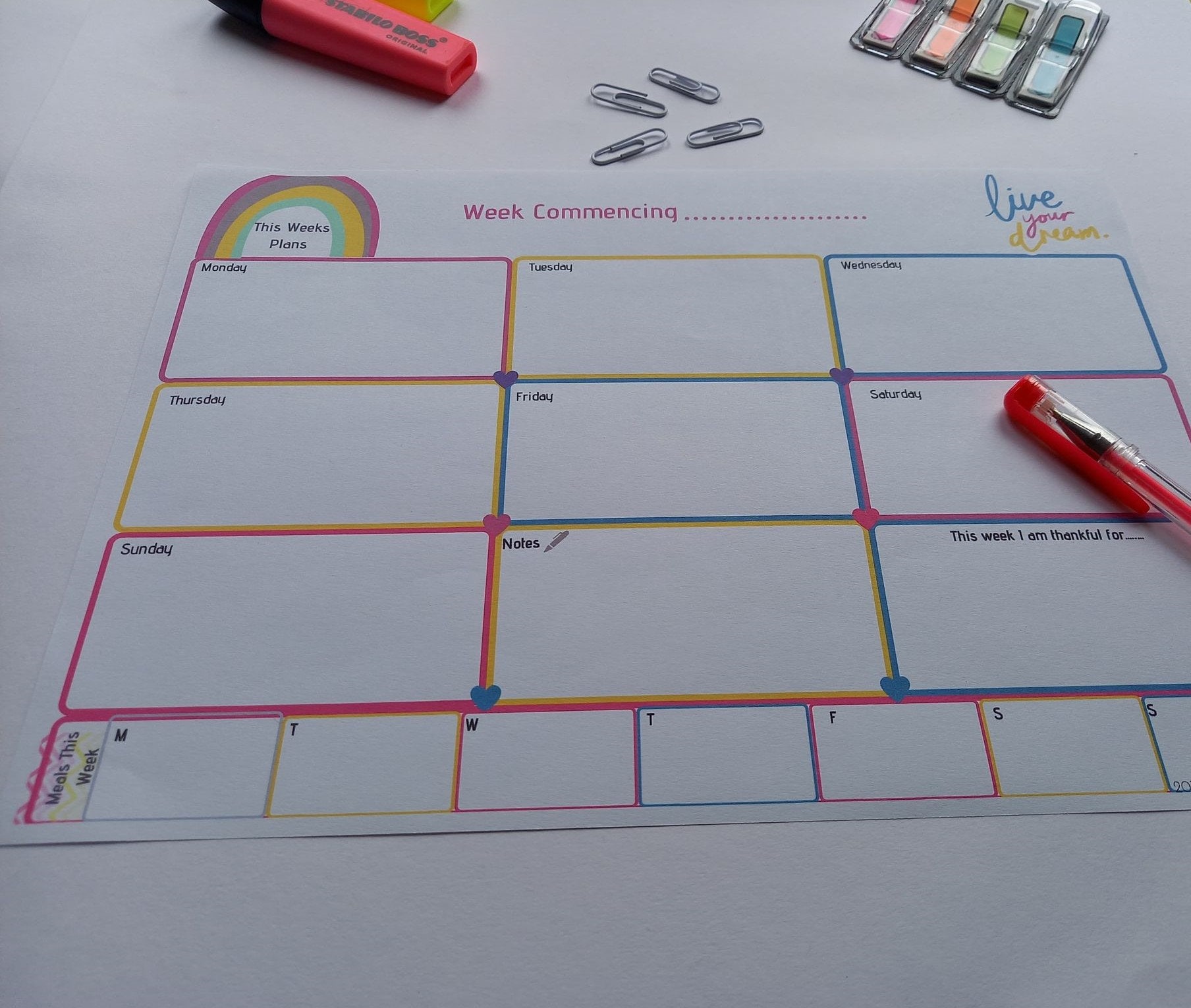 Printable Planners Rainbow Theme Kids Planners A4 &amp; A5 | Etsy