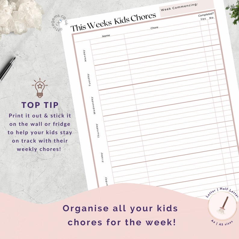 Organise the Kids Printables for Busy Parents - Etsy UK