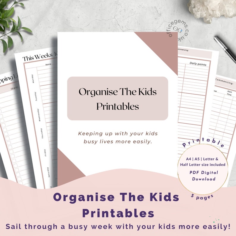 Organise the Kids Printables for Busy Parents - Etsy UK