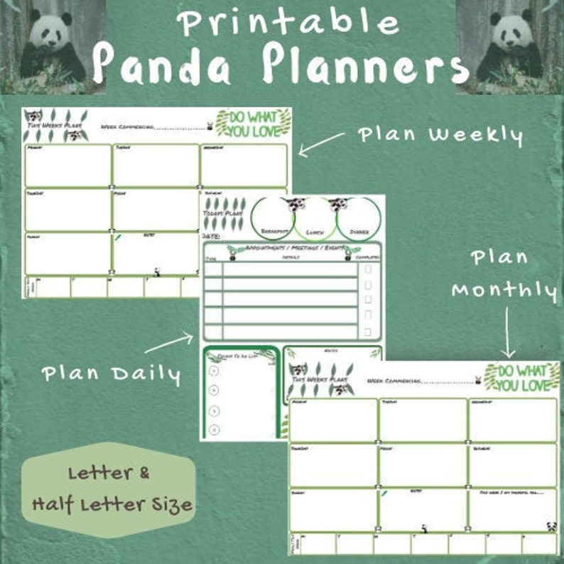 Panda Printable Planners Daily Weekly Monthly INSTANT | Etsy