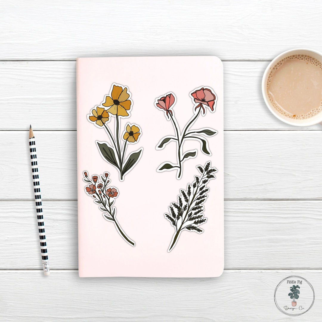 Floral Stem Vinyl Sticker | Flowers |sticker Pack | Floral Stickers - Etsy