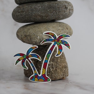 Rainbow Palm Tree Sticker | Beach Sticker | Tree Sticker | Plant Sticker | Vinyl Sticker