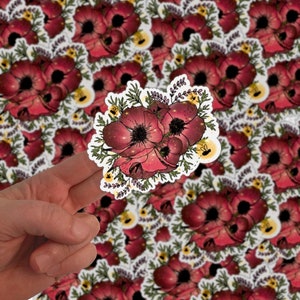 Autocollant de fleur de pavot magique | Autocollant floral | Coquelicots