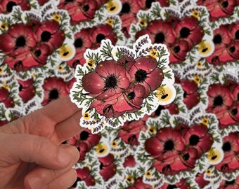 Magic Poppy Flower Sticker | Floral Sticker | Poppies