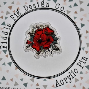 Poppy Acrylic Pin | Poppy Flowers | Poppies | Acrylic Pin