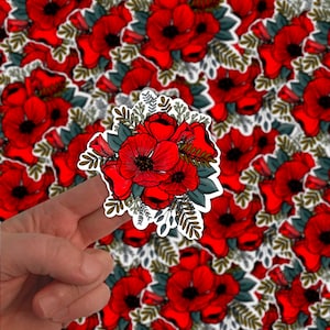 Poppy flor pegatina / floral pegatina / amapolas / flores / vinilo pegatina