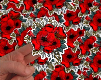 Poppy Flower Sticker | Floral Sticker | Poppies |Flowers | Vinyl Sticker