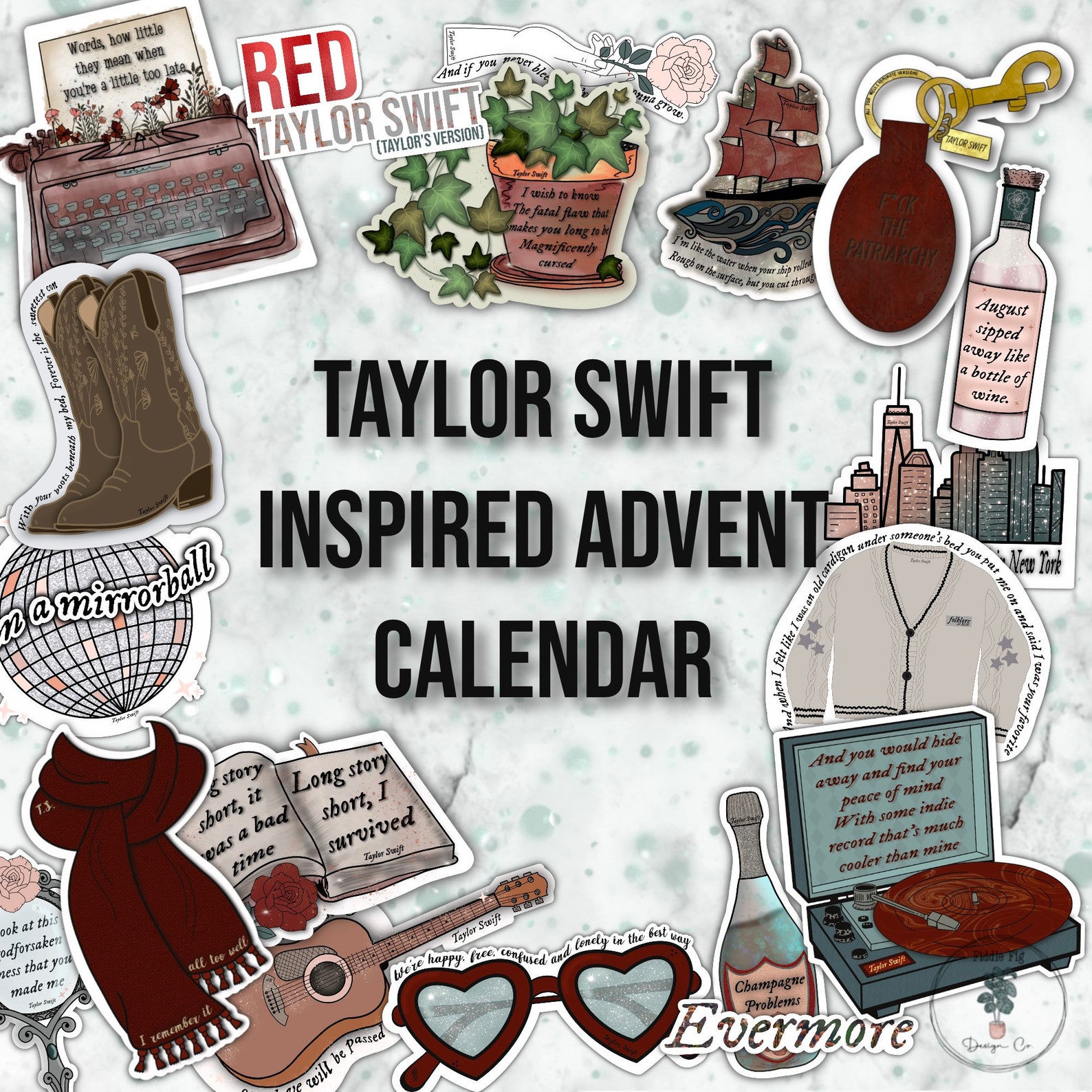 Taylor Swift Inspired Advent Calendar Vinyl Stickers Etsy