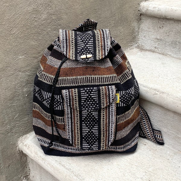 Backpack Ethnic Bag Morral Adult Size Backpack hippie Handwoven Artisan Bag Authentic Mexican Textiles Boho Style Very Durable