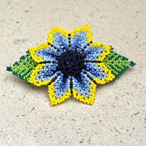 Flower Hair Barrette Seed Beaded Huichol Inspired Mexican Folklore Hair Clip Colorful Mexican Jewelry Hair Accessories Artisan Native Cute!