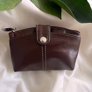 Leather Coin Pouch Money Pouch Minimalist Coin Purse Zipper Brown Pouch Hand Made with Genuine Leather Monedero