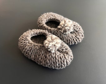 Crochet Sleepers Artisan made of Organic Wool for a Toddler adjustable for 3 to 4 years old children Unisex Cute and Comfortable