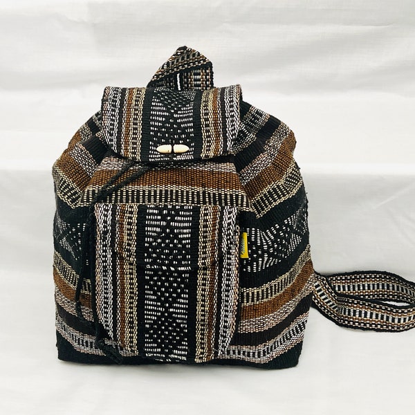 Mochila Backpack Ethnic Small/Medium Size Bag Very Durable Boho Backpack Hippie Handwoven Artisanal Authentic Mexican Textiles Bag Morral