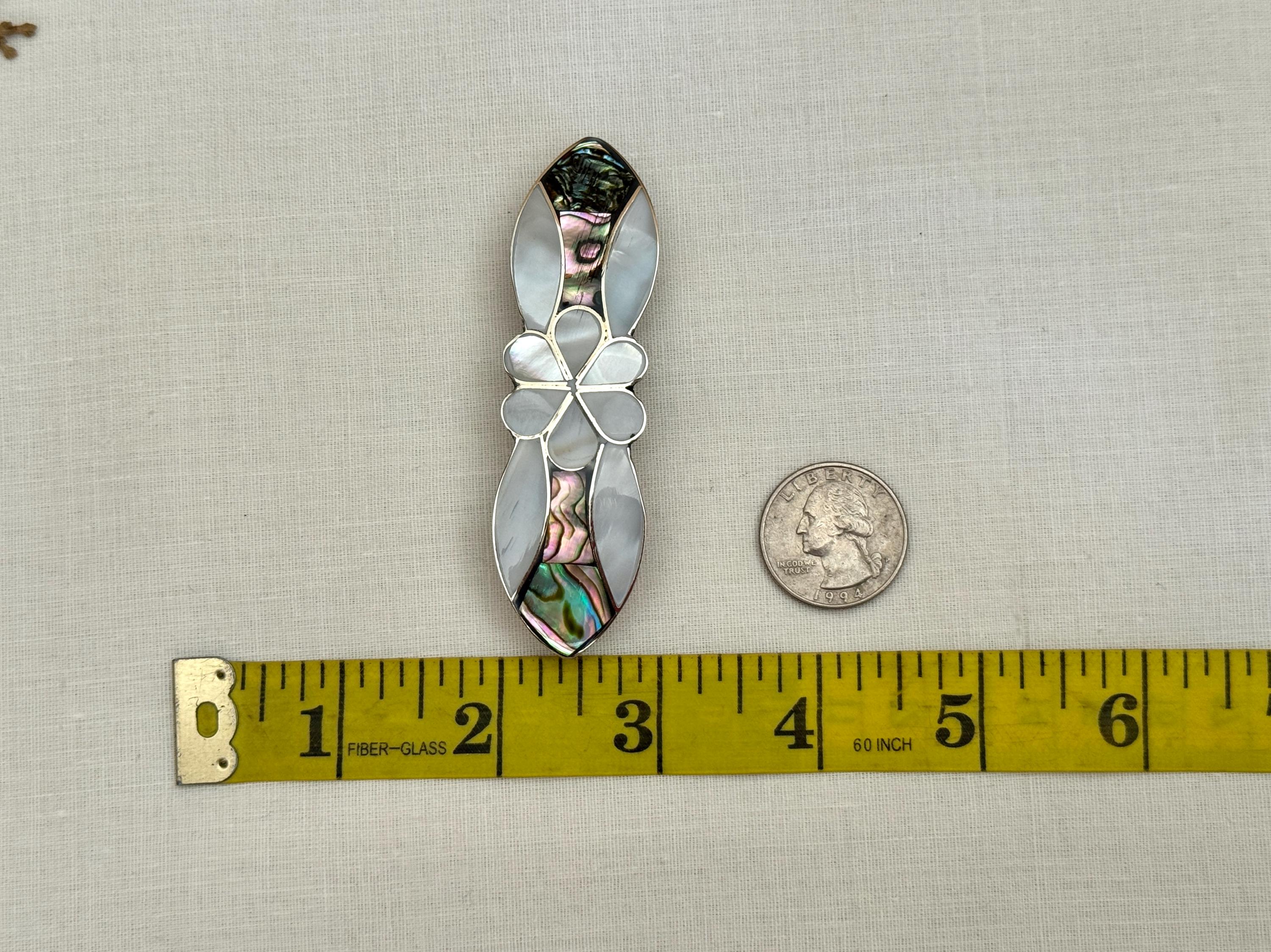 Hair Barrette Abalone Inlay MOP Flower Hand Made Boho Hair  display picture 1