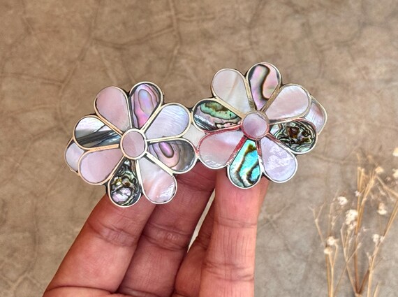 Vintage Style Mexican Alpaca Barrette, Mother of Pearl  display picture 1