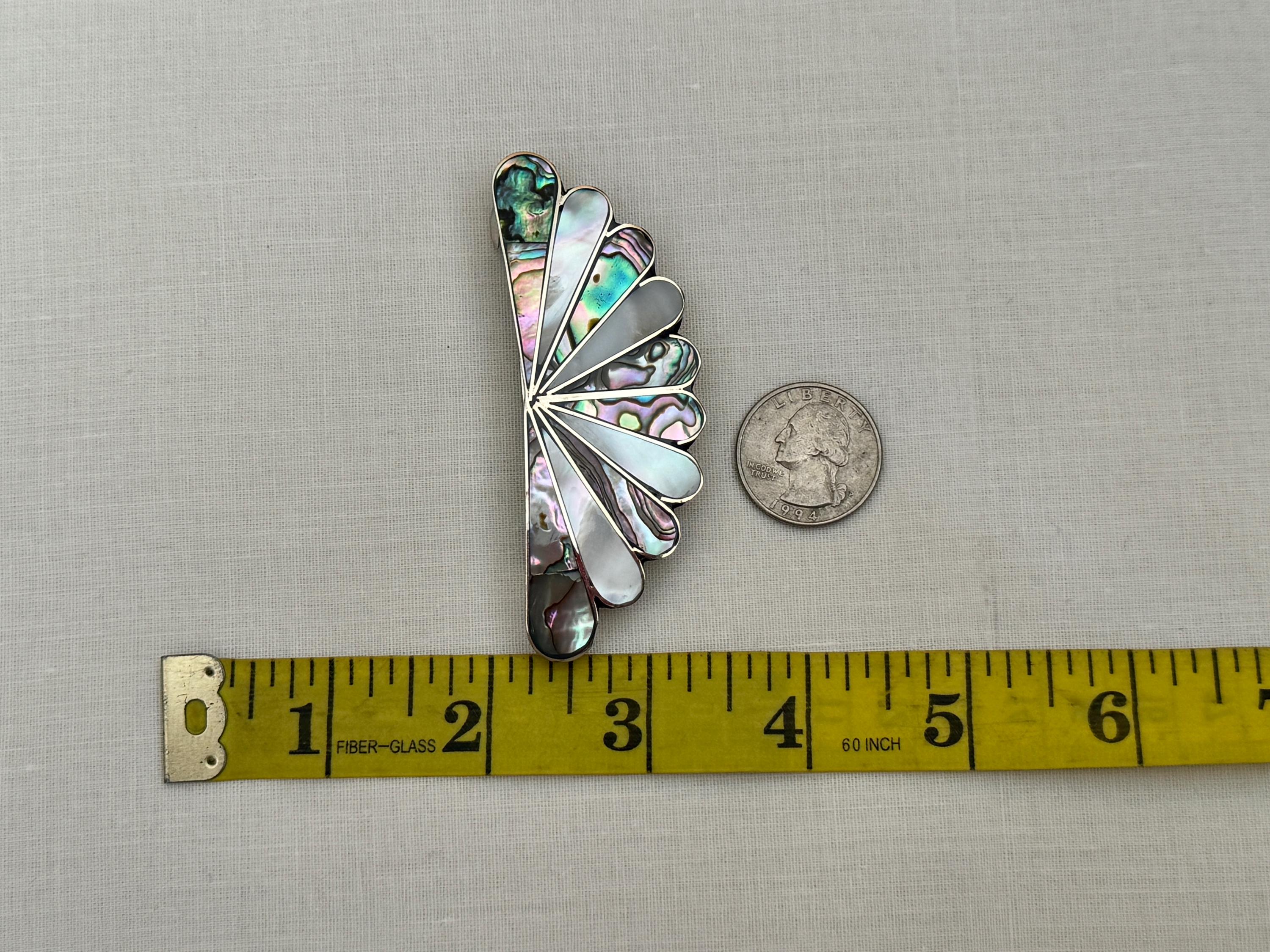 ALPACA MEXICO Silver Abalone MOP Hair Barrettes Matching Set Abalone & Mother of Pearl Fan Barrette – Mexica Mexico main image 2