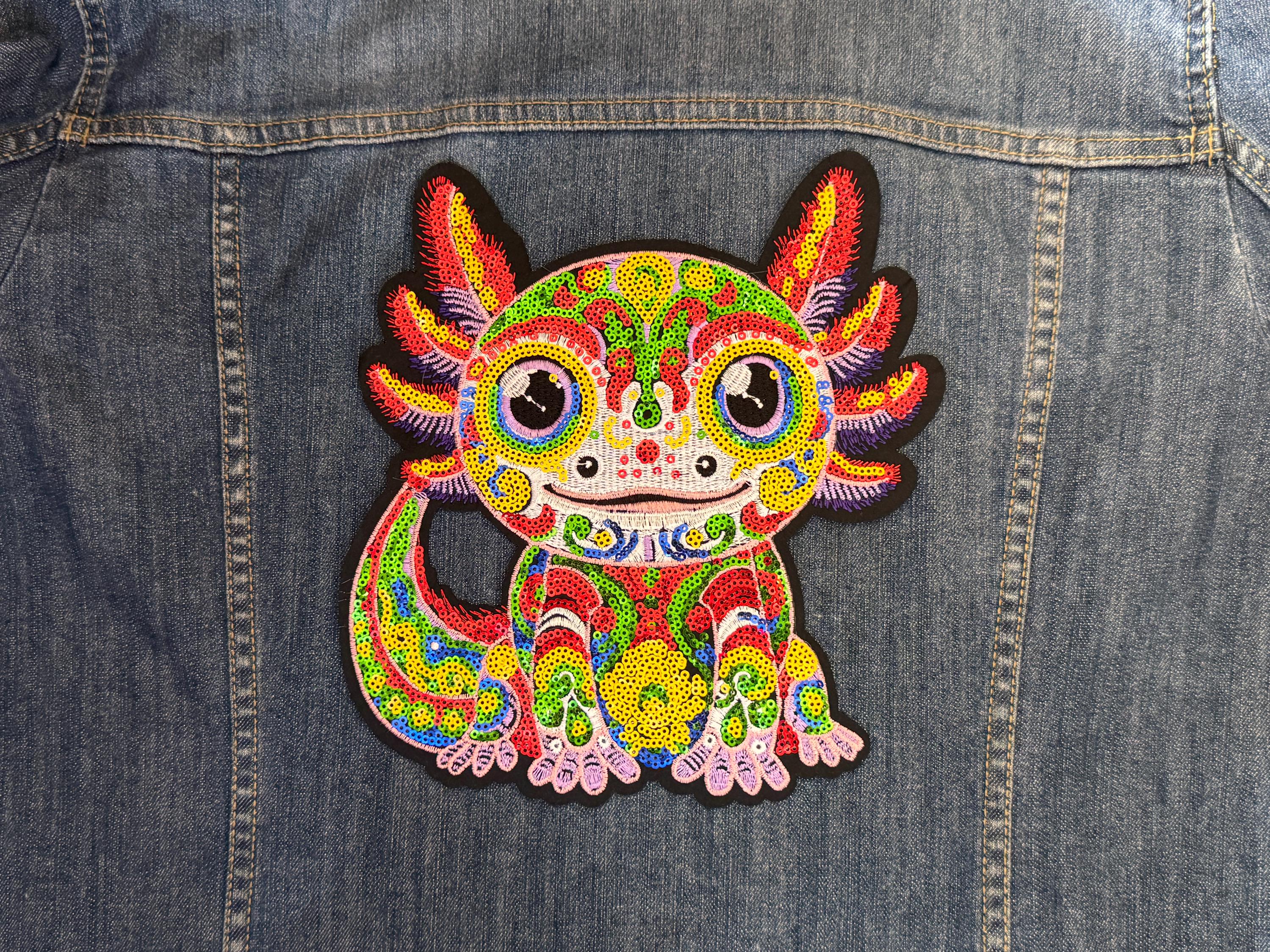 Axolotl Aztec Representation Iron on Patch or Sew Large Appliqué ...