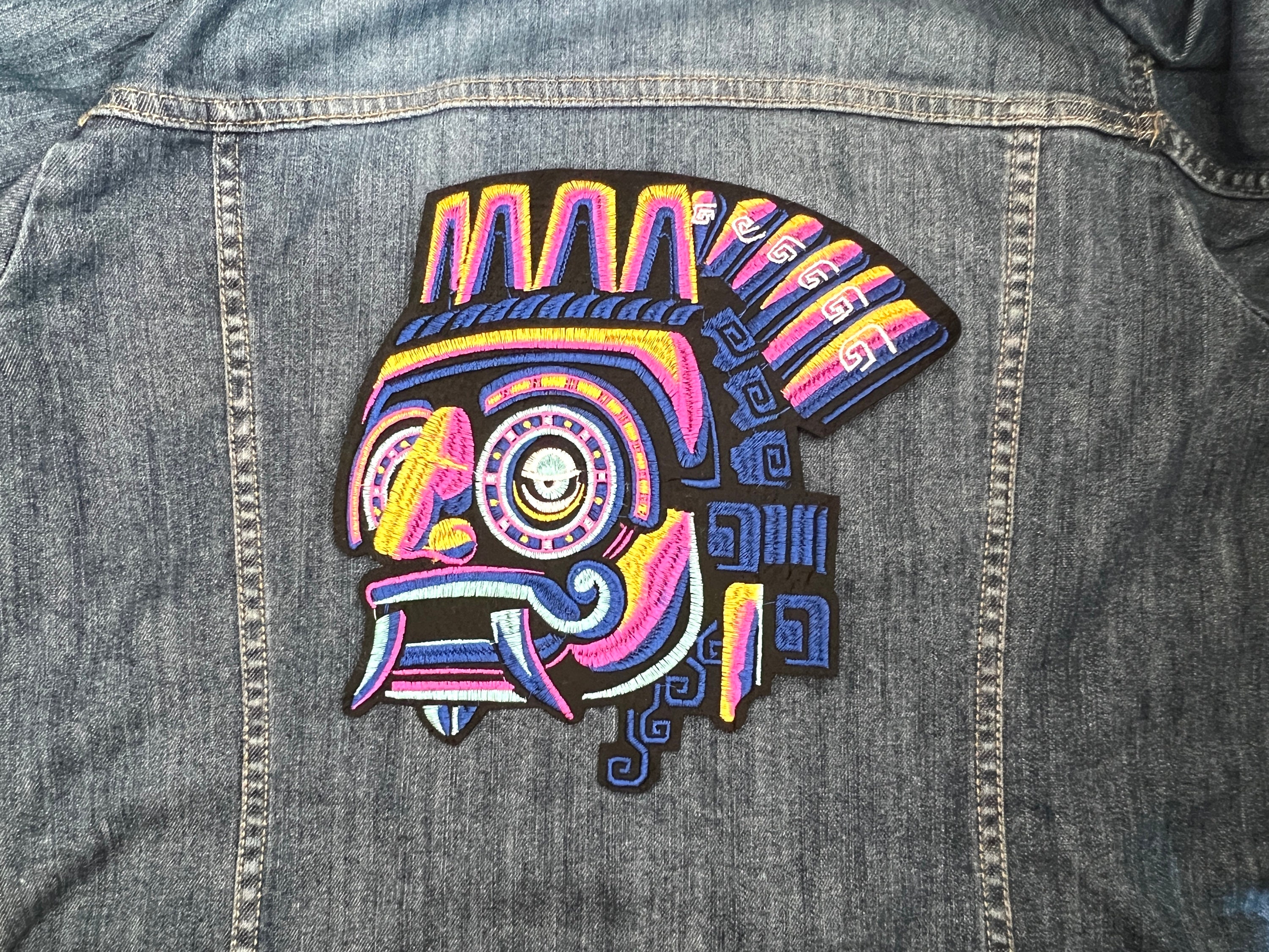 Tlaloc God Mexican Aztec Iron on Patch or Sew Ethnic Comic Futuristic ...
