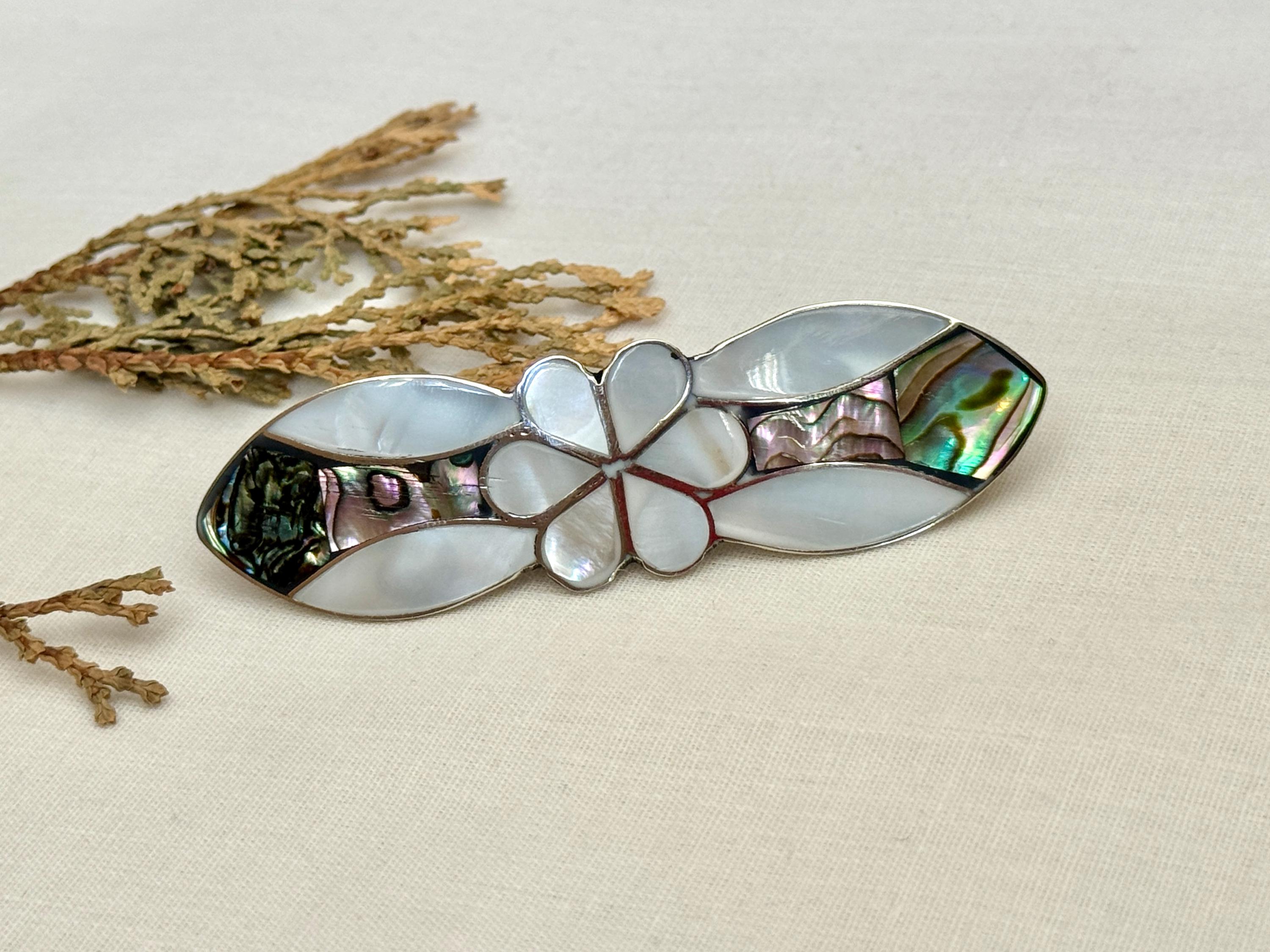 ?NEW?MOP handmade barrette in Tahiti Dainty Hair Clip Barrette Inlaid MOP Mother of Pearl and  main image 2