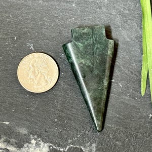 Minimalist Arrow Large Pendant Ethnic Aztec Mayan Jewelry Style Natural Serpentine Green Stone Mexican Jade Hand Carved Nephrite 2.4 Inches