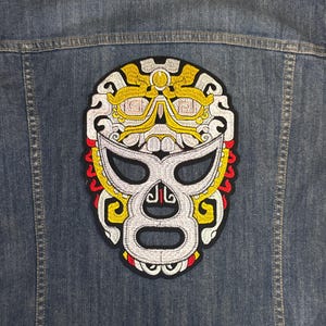 Large Mexican Luchador Iron on Patch Wrestler Mayan Aztec Style Sew  Embroidered Appliqué Wrestling Mexican Ethnic Lucha Libre Parche Nice!