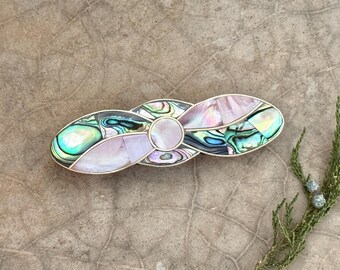 Mexican Blue Dyed Mother of Pearl Shell Alpaca Silver Tone  display picture 3