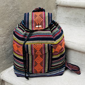 Artisanal Backpack Mochila Adult Size Ethnic Handwoven Bag Authentic Boho Style Mexican Textiles Very Durable Aventure Bag Travel Adventure