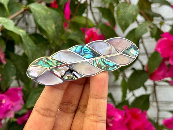 Artisanal Hair Clip Bridal Clip Barrette Abalone and MOP  display picture 2
