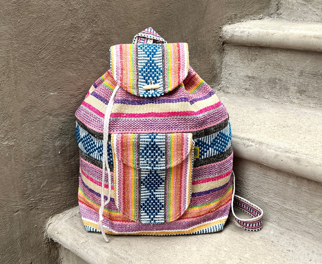 Textiles Backpack Mochila Hippie Backpack Adult Size Travel Bag Handwoven Ethnic Morral ...