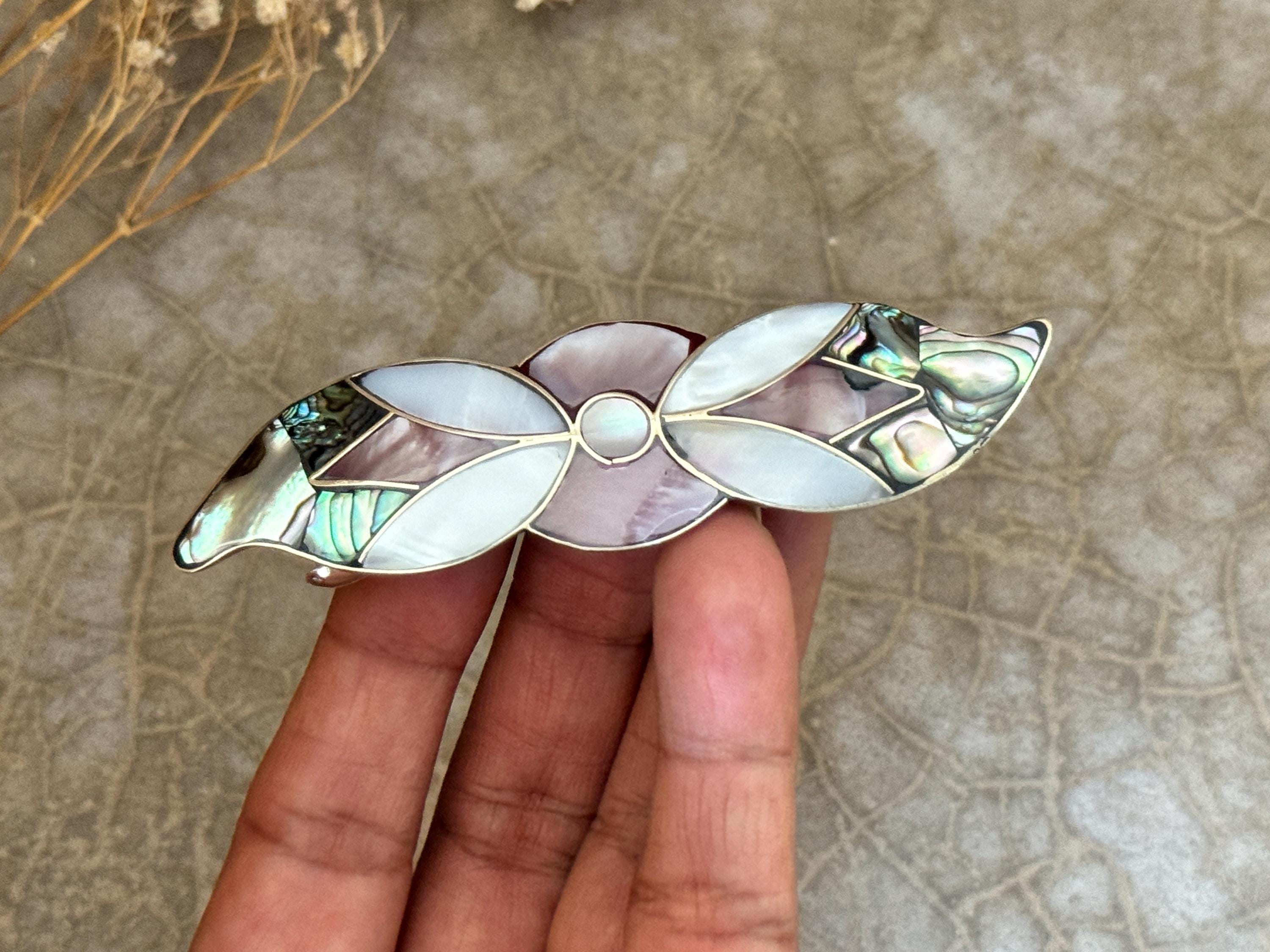 ?NEW?MOP handmade barrette in Tahiti Dainty Hair Clip Barrette Inlaid MOP Mother of Pearl and  main image 3