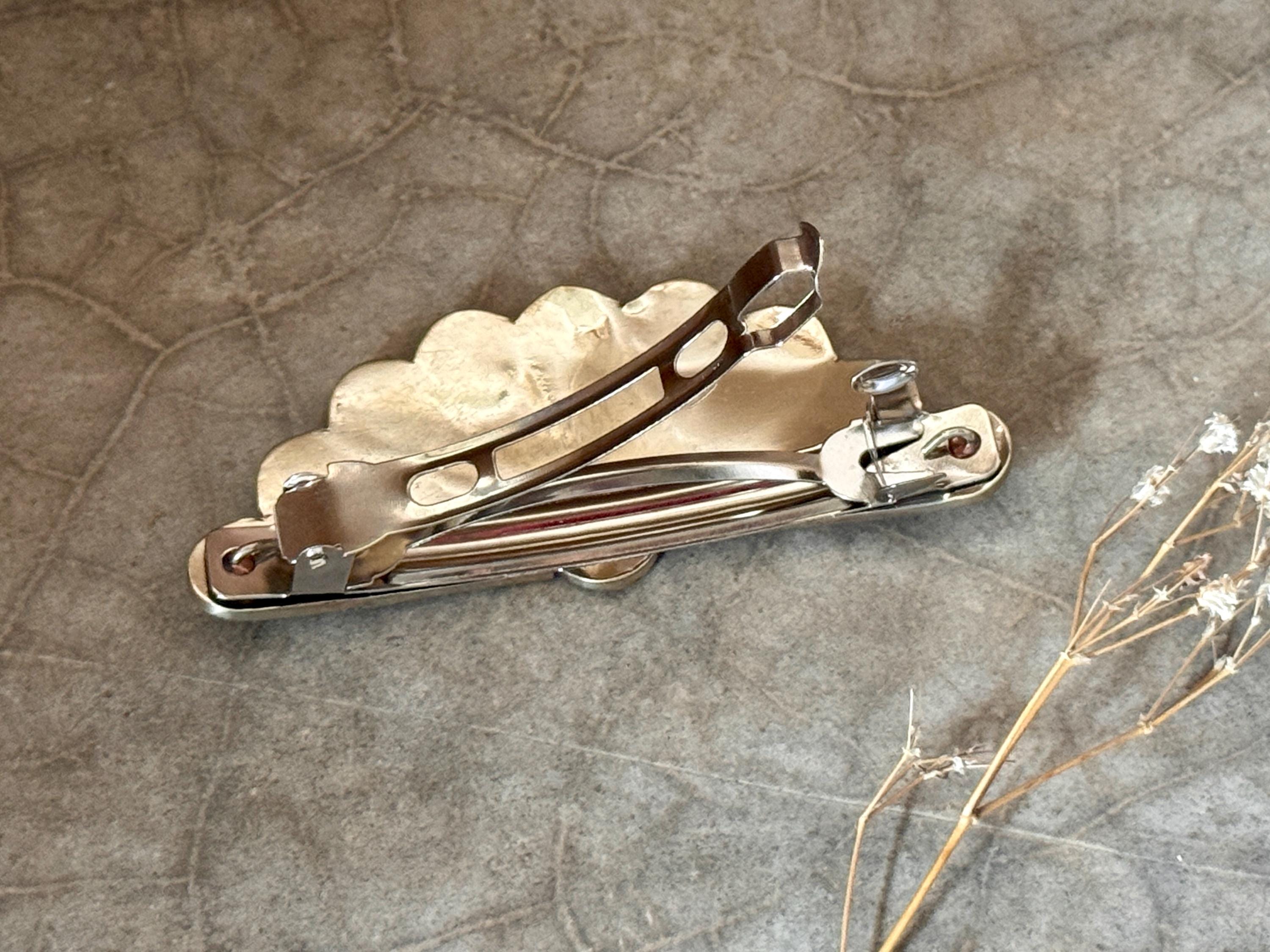 Vintage Abalone Shell & MOP Inlay Hair Barrette Artisanal Shell Abalone Hair Clip Barrette Inlay MOP Vintage  main image 4