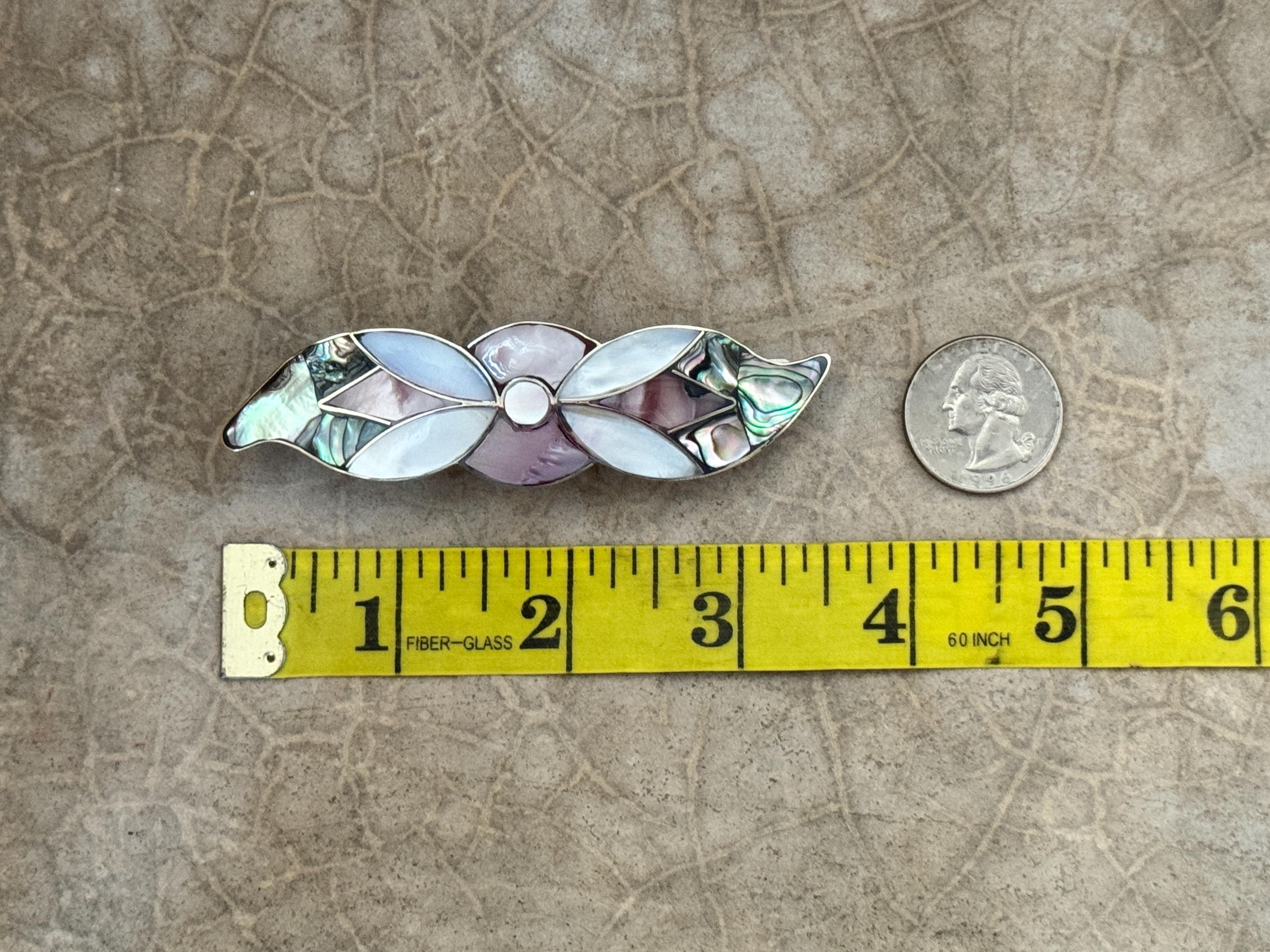 Dainty Hair Clip Barrette Inlaid MOP Mother of Pearl and 