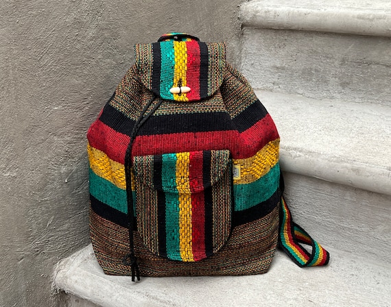 Rasta Backpack Mochila Travel Reggae Adult Size Bag Ethnic Morral Handwoven Authentic Boho Style Mexican Textiles Very Durable Aventure Bag Etsy