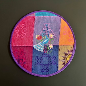 Tortilla Holder Large Tortilla Warmer Authentic Mexican Textiles Peacock Embroidered