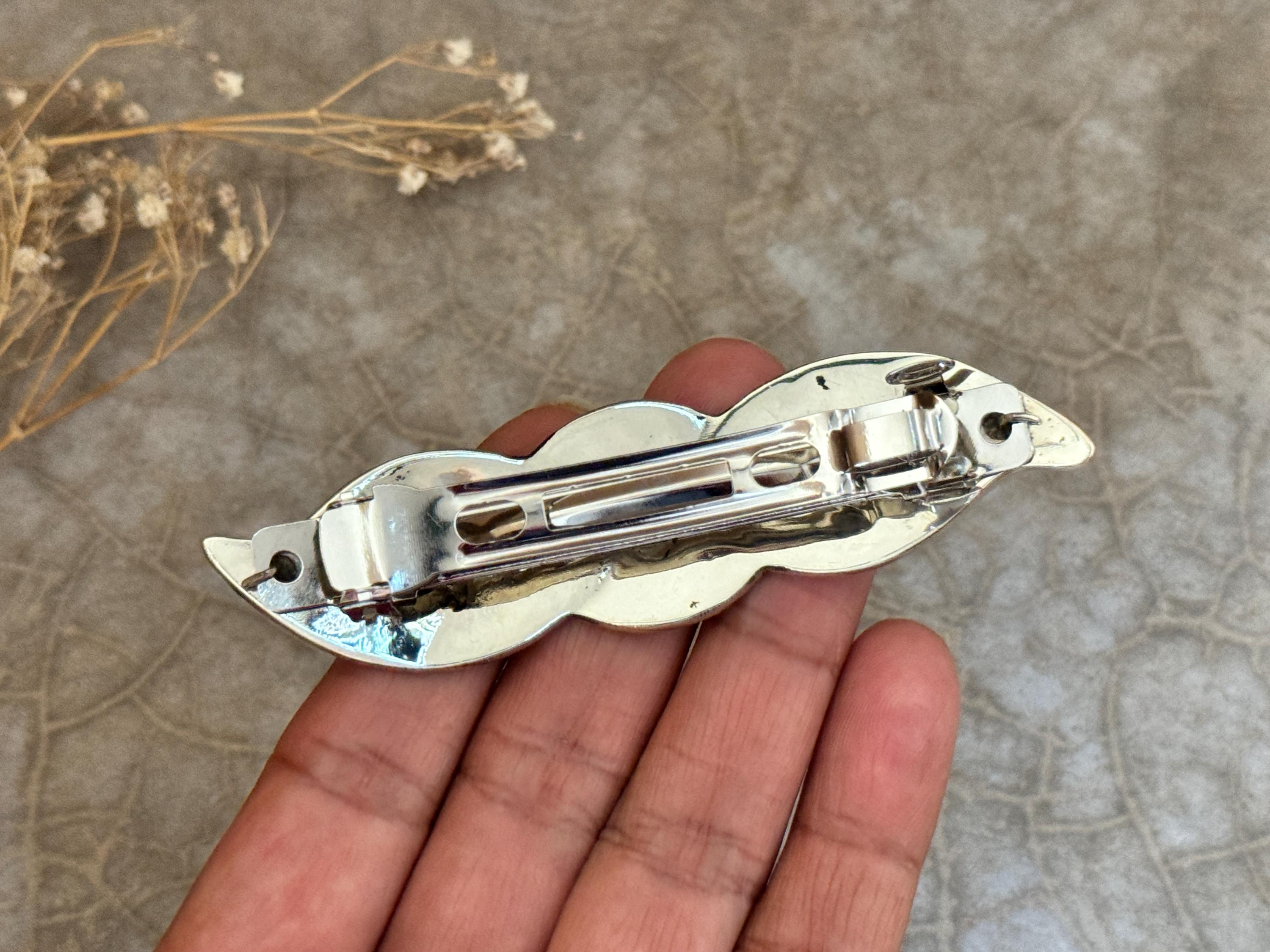 Dainty Hair Clip Barrette Inlaid MOP Mother of Pearl and  display picture 3