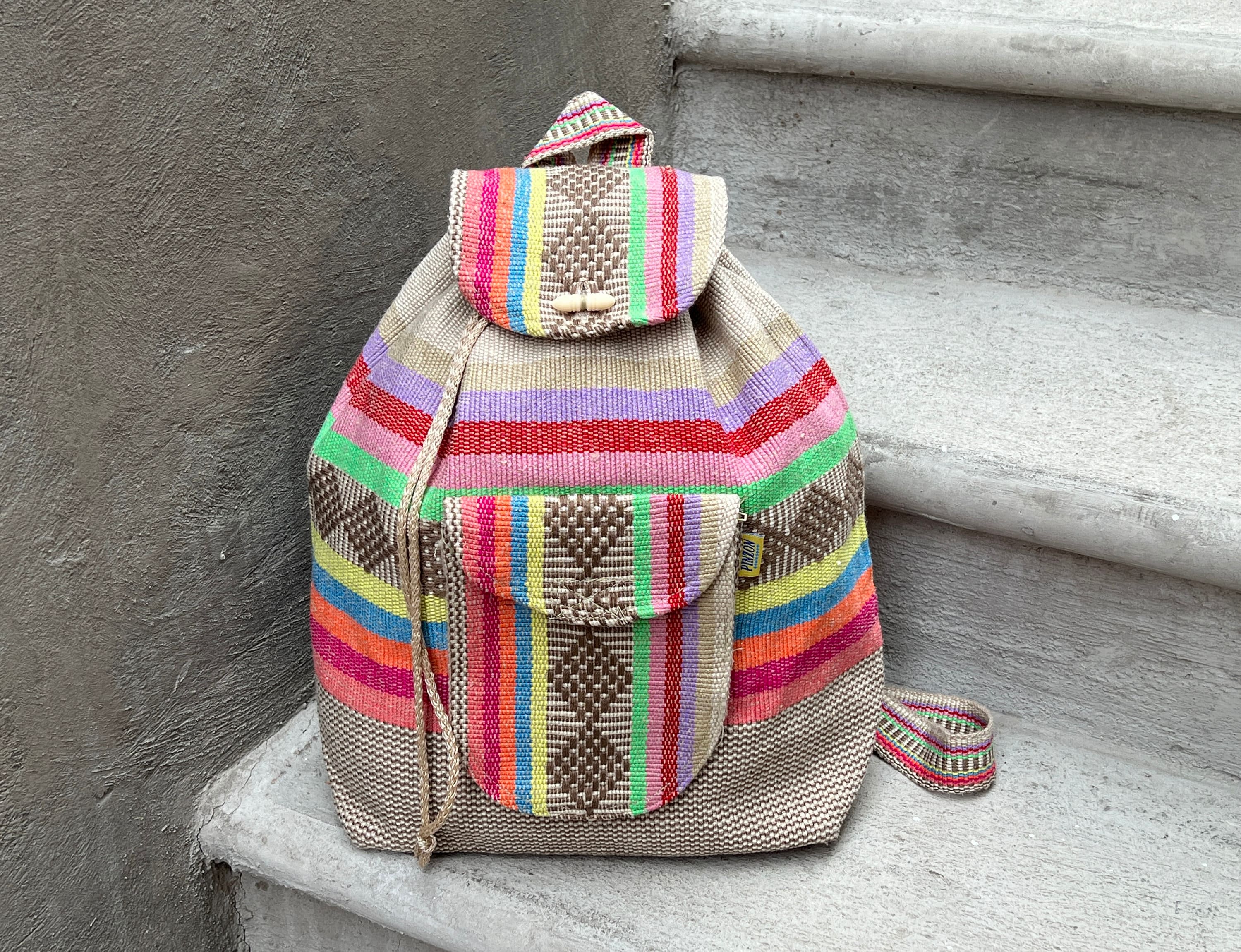 Mexican Textile Hippie Backpack RASTA Surfer BoHo Mexican Hippie Baja Beach | Mercari main image 2