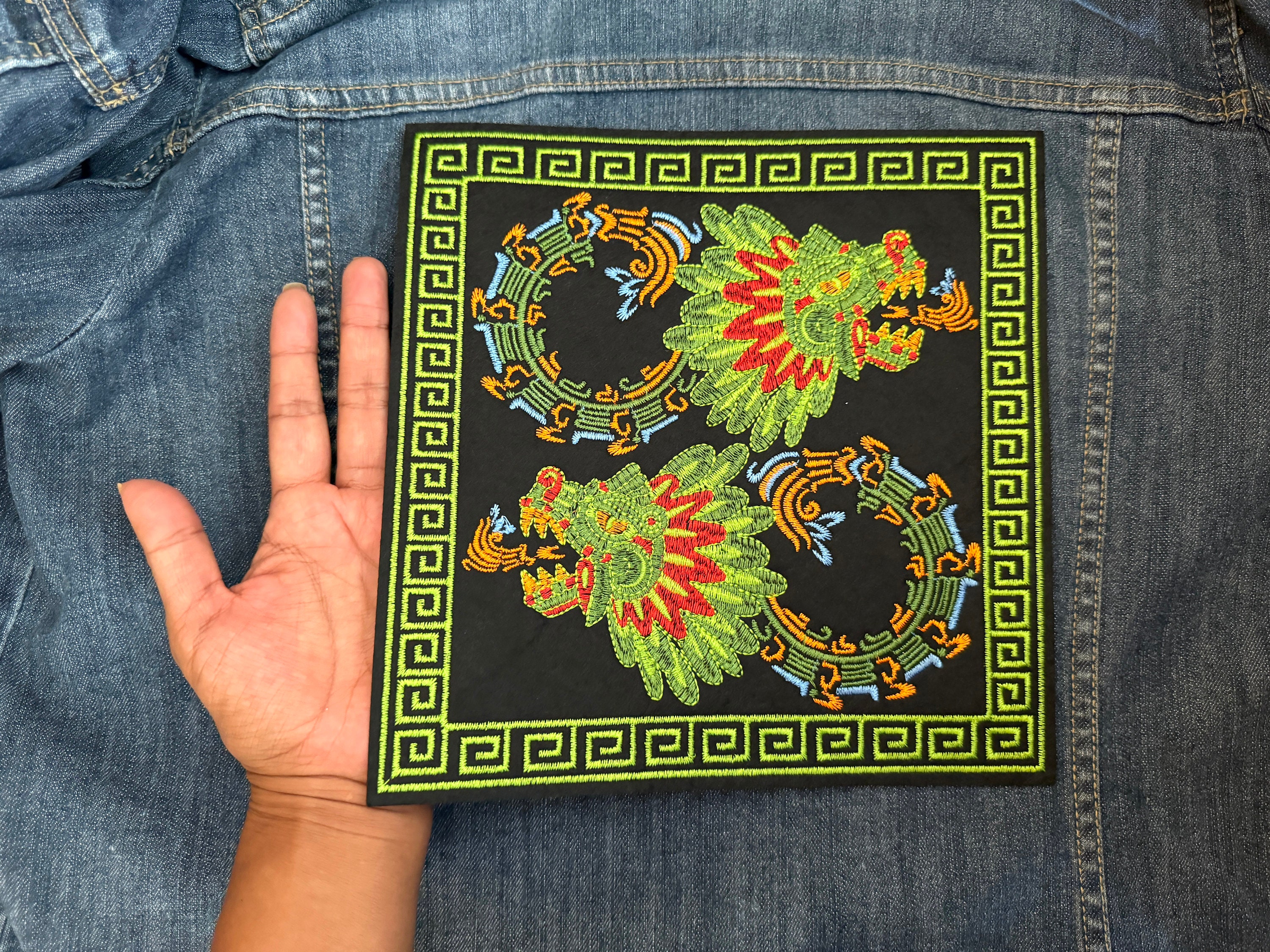 Native Aztec Large Doble Quetzalcoatl Iron on Patch or Sew Patch ...