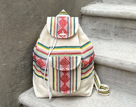 Textil backpack Adult size Backpack Travel Mochila Adult Size Ethnic Handwoven Boho  main image 4