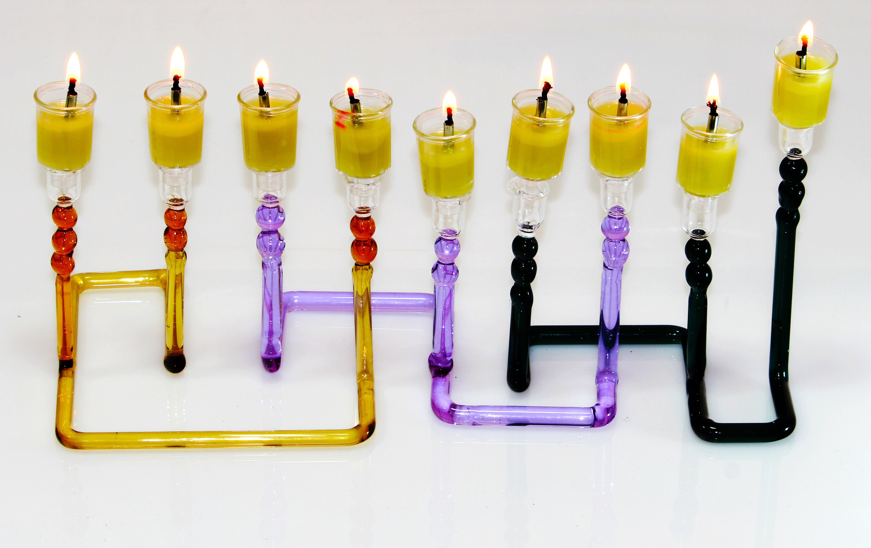 Glass modular Hanukkah Menorah Colorful Menorah Modern Etsy