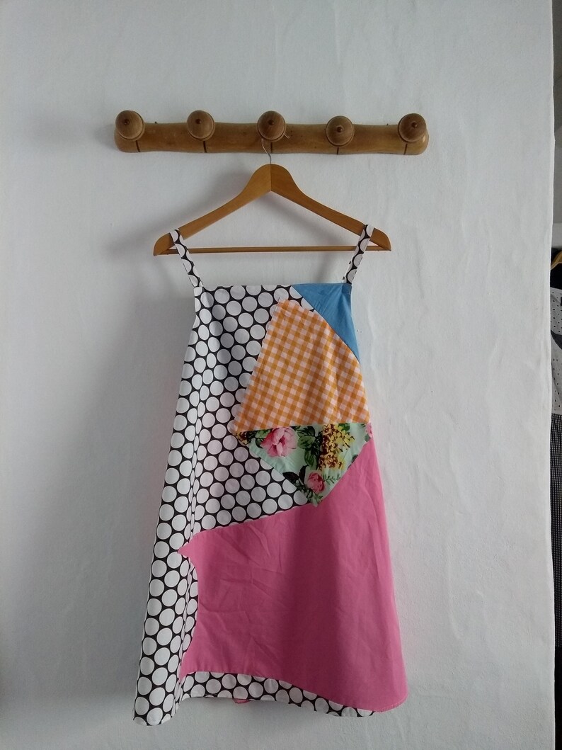 A-shapped cut Short Summer dress Straps dress Unique piece CONFITURE Seaside collection Patchwork dress,Handmade,Anna Seberg creations