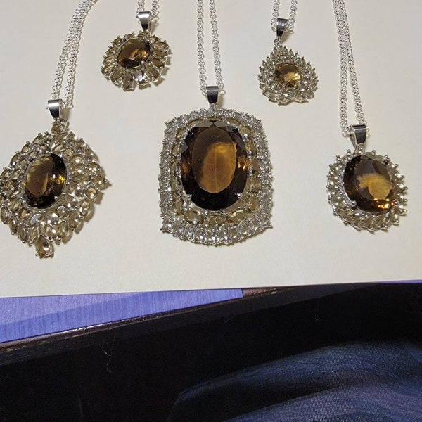 Smoky Topaz Pendant 925 Sterling Silver Necklace