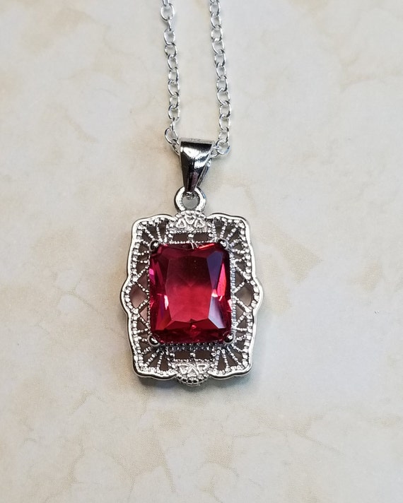 Sterling silver ruby pendant sale