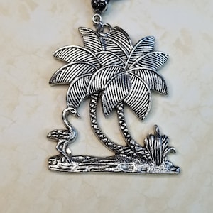Carved Tibetan Silver Banana Tree Pendant Necklace - Silver or Rainbow option