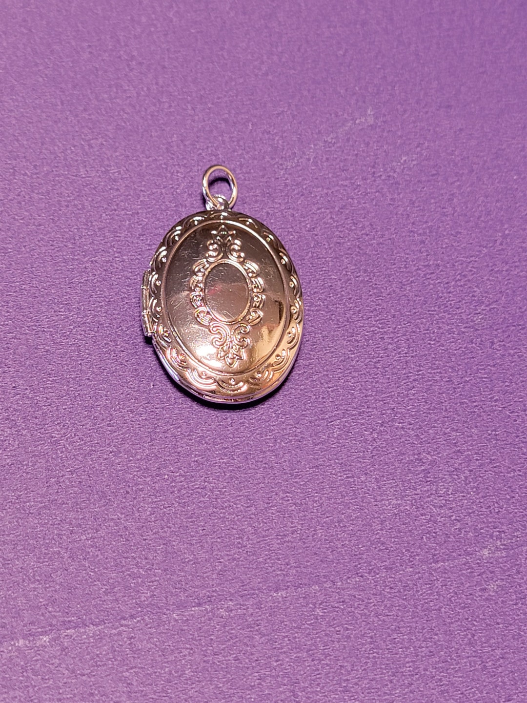 Oval Locket Pendant Necklace Sterling Silver Plated With Sterling Silver Chain. Locket