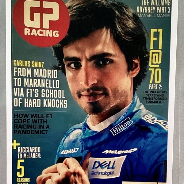 Carlos Sainz Jr. 55, Ferrari F1 Team, cover of the July 2020 GP Racing Magazine