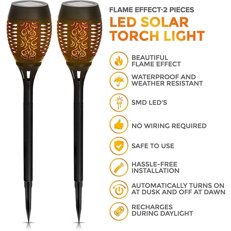 LED Solar Flame Lights Outdoor Led Solar Garden Light Etsy