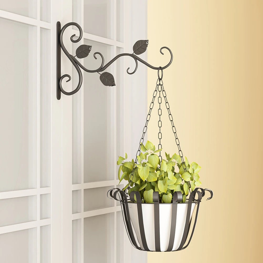 Wall Hanging Flower Pot Support Bracket Hook Iron Hanger Etsy