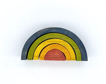 Wooden Mini Rainbow Stacker/ Open Ended/ Loose Parts/ Reggio/ Waldorf/ Montessori