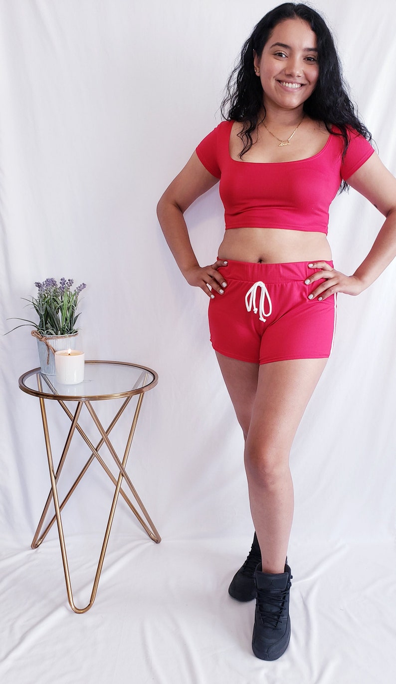 Booty short 2pcs set / crop top / bralette / Booty short set / Etsy