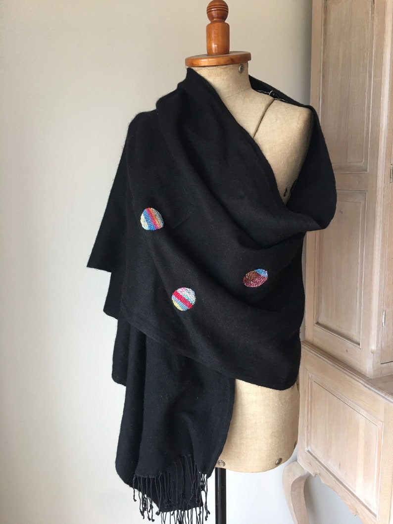 black wool pashmina wrap